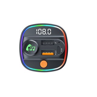 Devia transmiter FM Smart Bluetooth MP3 ładowarka samochodowa PD 30W 1x USB-C 2x USB 3A czarny