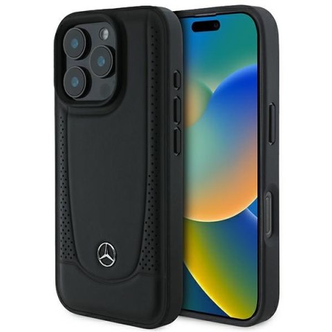 Mercedes nakładka do iPhone 16 Pro 6,3" MEHCP16LARMBK Hardcase Leather Urban czarna