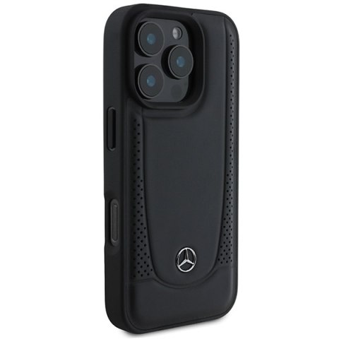 Mercedes nakładka do iPhone 16 Pro 6,3" MEHCP16LARMBK Hardcase Leather Urban czarna