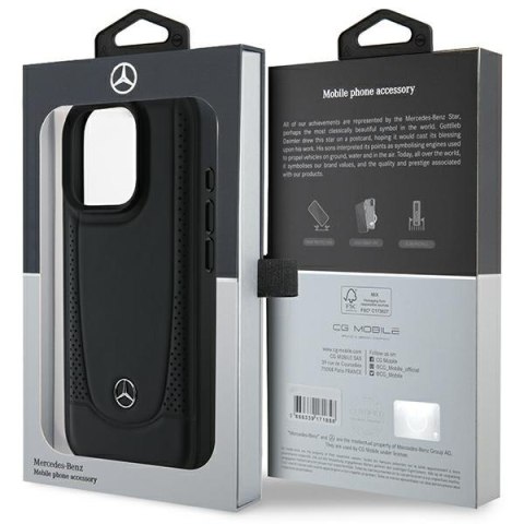 Mercedes nakładka do iPhone 16 Pro 6,3" MEHCP16LARMBK Hardcase Leather Urban czarna