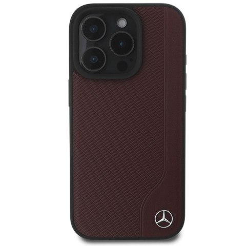 Mercedes nakładka do iPhone 16 Pro 6,3" MEHMP16L23RBGVR Hardcase MB Wood Imitation Leather MagSafe czerwona