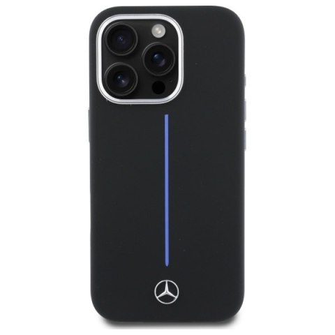 Mercedes nakładka do iPhone 16 Pro 6,3" MEHMP16L23SUMBK Hardcase Silicone Blue Stripe MagSafe czarna