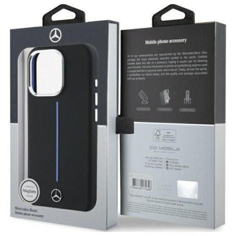 Mercedes nakładka do iPhone 16 Pro 6,3" MEHMP16L23SUMBK Hardcase Silicone Blue Stripe MagSafe czarna