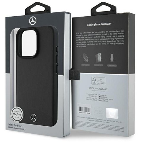 Mercedes nakładka do iPhone 16 Pro Max 6,9" MEHMP16X23RBARK Hardcase Textured And Plain Leather MagSafe czarna