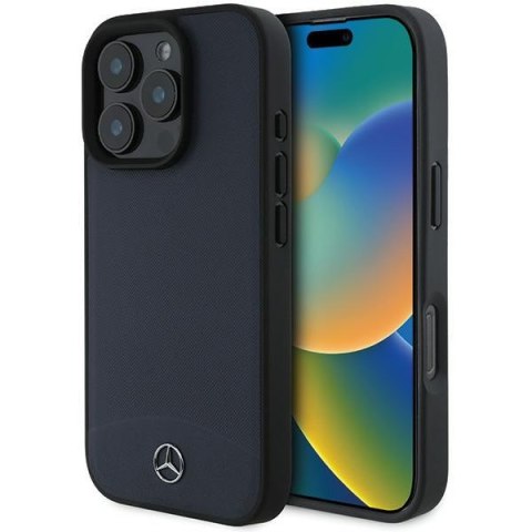 Mercedes nakładka do iPhone 16 Pro Max 6,9" MEHMP16X23RBARV Hardcase Textured And Plain Leather MagSafe granatowa