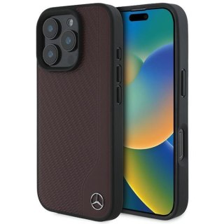 Mercedes nakładka do iPhone 16 Pro Max 6,9" MEHMP16X23RBGVR Hardcase MB Wood Imitation Leather MagSafe czerwona