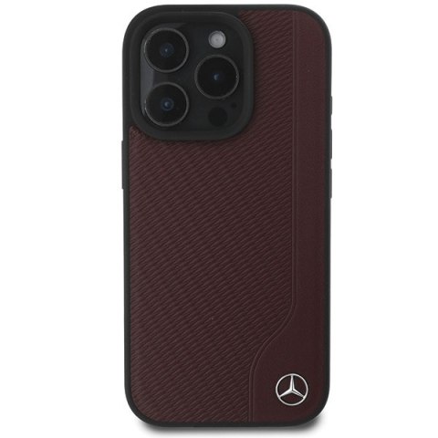 Mercedes nakładka do iPhone 16 Pro Max 6,9" MEHMP16X23RBGVR Hardcase MB Wood Imitation Leather MagSafe czerwona