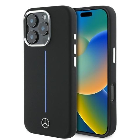 Mercedes nakładka do iPhone 16 Pro Max 6,9" MEHMP16X23SUMBK Hardcase Silicone Blue Stripe MagSafe czarna