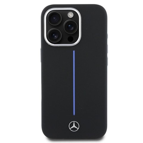 Mercedes nakładka do iPhone 16 Pro Max 6,9" MEHMP16X23SUMBK Hardcase Silicone Blue Stripe MagSafe czarna