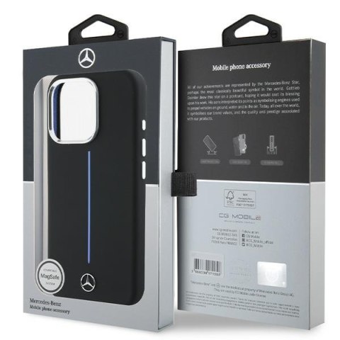 Mercedes nakładka do iPhone 16 Pro Max 6,9" MEHMP16X23SUMBK Hardcase Silicone Blue Stripe MagSafe czarna