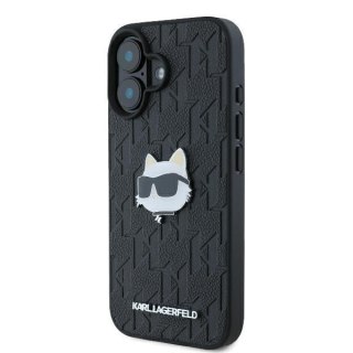 Karl Lagerfeld nakładka do iPhone 16 6,1" KLHCP16SPGKLCHPK czarna Hardcase Monogram Choupette Head Pin