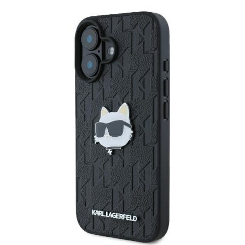 Karl Lagerfeld nakładka do iPhone 16 6,1" KLHCP16SPGKLCHPK czarna Hardcase Monogram Choupette Head Pin