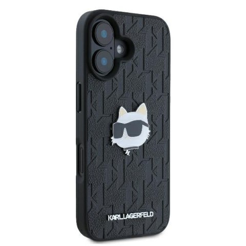 Karl Lagerfeld nakładka do iPhone 16 6,1" KLHCP16SPGKLCHPK czarna Hardcase Monogram Choupette Head Pin