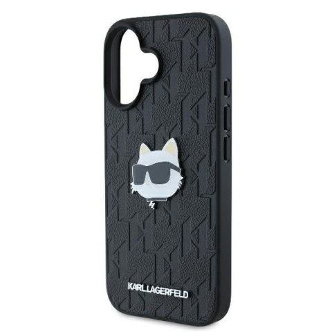 Karl Lagerfeld nakładka do iPhone 16 6,1" KLHCP16SPGKLCHPK czarna Hardcase Monogram Choupette Head Pin