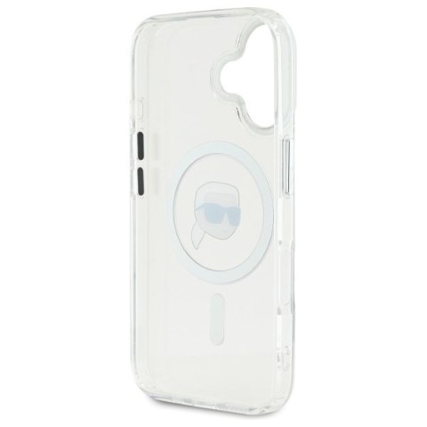 Karl Lagerfeld nakładka do iPhone 16 6,1" KLHMP16SHLSKIH biała Hardcase IML Metal Karl Head MagSafe