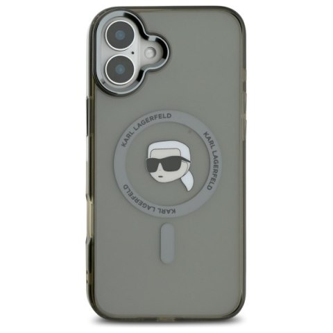 Karl Lagerfeld nakładka do iPhone 16 6,1" KLHMP16SHLSKIK czarna Hardcase IML Metal Karl Head MagSafe