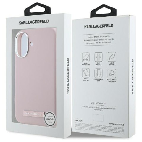 Karl Lagerfeld nakładka do iPhone 16 6,1" KLHMP16SPGMSRPP różowa Hardcase FW Metal Plate MagSafe