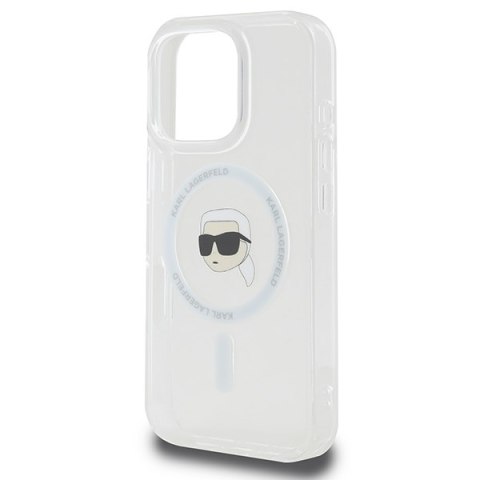 Karl Lagerfeld nakładka do iPhone 16 Pro 6,3" KLHMP16LHLSKIH biała Hardcase IML Metal Karl Head MagSafe