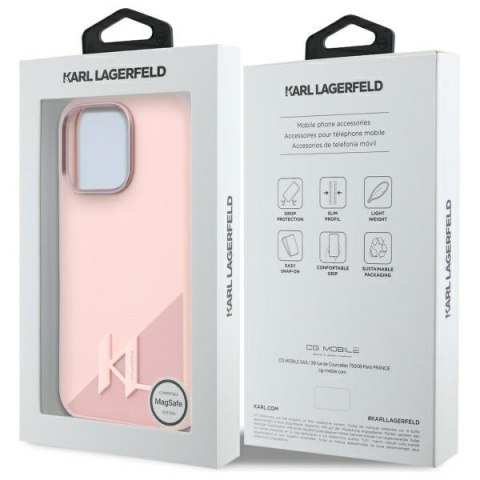 Karl Lagerfeld nakładka do iPhone 16 Pro 6,3" KLHMP16LSCMKMPCP różowa Hardcase Silicone Shadow Metal Initial MagSafe