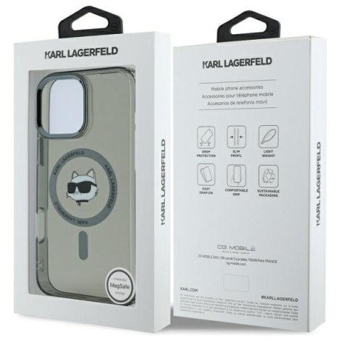 Karl Lagerfeld nakładka do iPhone 16 Pro Max 6,9" KLHMP16XHLSCHK czarna Hardcase IML Metal Choupette Head MagSafe