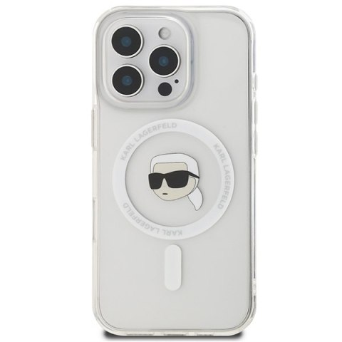 Karl Lagerfeld nakładka do iPhone 16 Pro Max 6,9" KLHMP16XHLSKIH biała Hardcase IML Metal Karl Head MagSafe