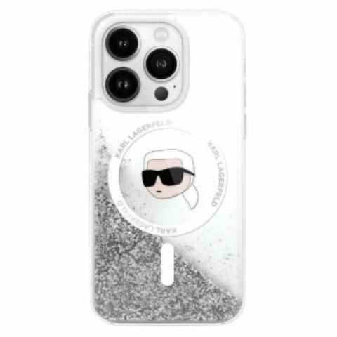 Karl Lagerfeld nakładka do iPhone 16 Pro Max 6,9" KLHMP16XLGKISGH przezroczysta Hardcase Liquid Glitter Karl Head MagSafe