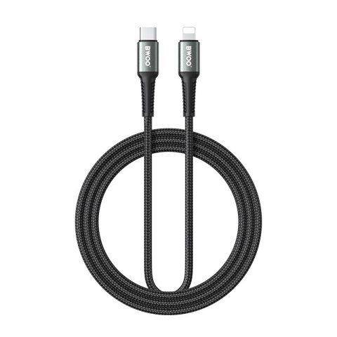 BWOO kabel Pleciony USB-C - Lightning 2m 30W czarny