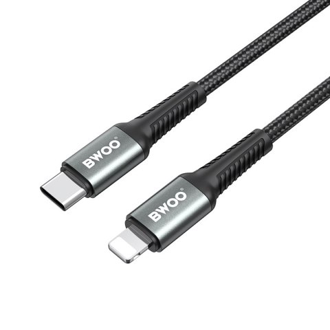 BWOO kabel Pleciony USB-C - Lightning 2m 30W czarny
