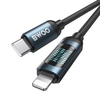 BWOO kabel USB-C - Lightning 1m 27W z wyświetlaczem led pleciony czarny
