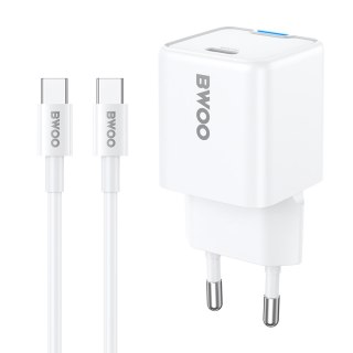 BWOO ładowarka sieciowa PD GaN 30W USB-C z kablem 60W USB-C - USB-C biała