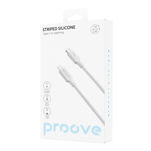 Proove kabel Striped Silicone USB-C - Lightning 1m 3A biały