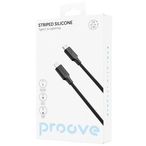 Proove kabel Striped Silicone USB-C - Lightning 1m 3A czarny