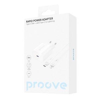 Proove ładowarka sieciowa PD Rapid 20W USB-C + kabel USB-C - Lightning 27W biała