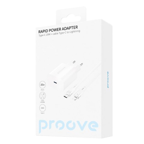 Proove ładowarka sieciowa PD Rapid 20W USB-C + kabel USB-C - Lightning 27W biała