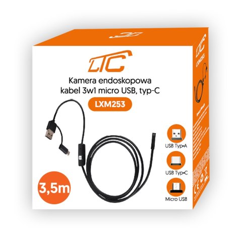 Kamera endoskopowa 3.5m obiektyw 8/7/5,5mm USB-C/Micro-USB LTC
