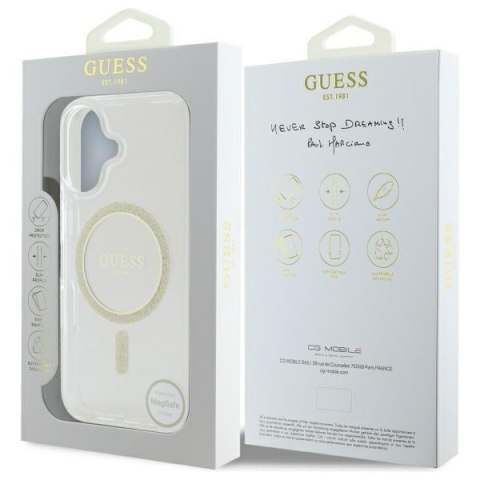 Guess nakładka HC MagSafe IML Glitter Circle do iPhone 16 Plus 6,7" przezroczysta