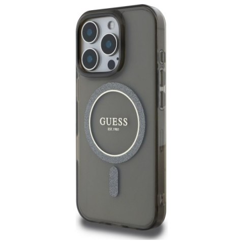 Guess nakładka HC MagSafe IML Glitter Circle do iPhone 16 Pro Max 6,9" czarna
