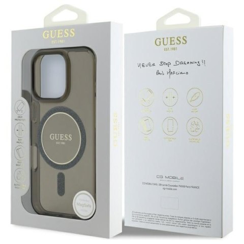 Guess nakładka HC MagSafe IML Glitter Circle do iPhone 16 Pro Max 6,9" czarna