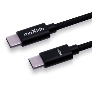 Maxlife kabel MXUC-12 USB-C - USB-C 1,0 m 100W czarny