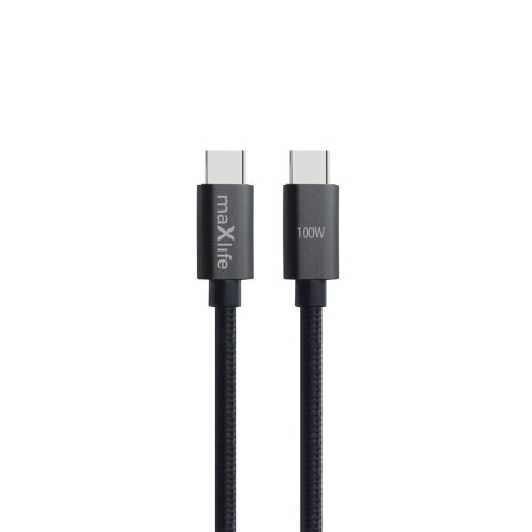 Maxlife kabel MXUC-12 USB-C - USB-C 2,0 m 100W czarny