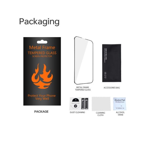 Szkło hartowane z metalową ramką do Samsung Galaxy S25 Plus czarna ramka