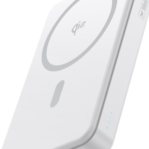 Baseus Powerbank magnetyczny Airpow Qi2 10000mAh 22.5W z kablem USB-C - USB-C biały