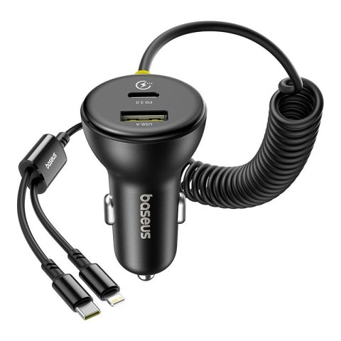 Baseus ładowarka samochodowa PD 1x USB-C 1x USB-C 60W + kabel USB-C - Lightning czarna