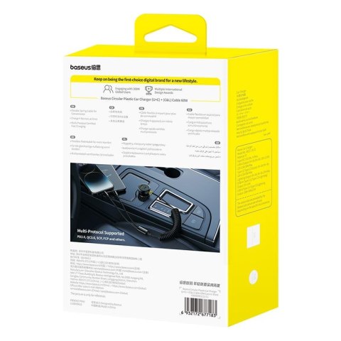 Baseus ładowarka samochodowa PD 1x USB-C 1x USB-C 60W + kabel USB-C - Lightning czarna