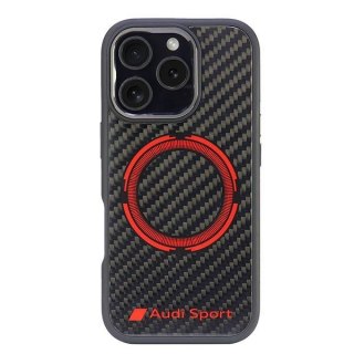 Audi nakładka Carbon Fiber Sport Red Circle MagSafe do iPhone 16 Pro 6.3" czarna