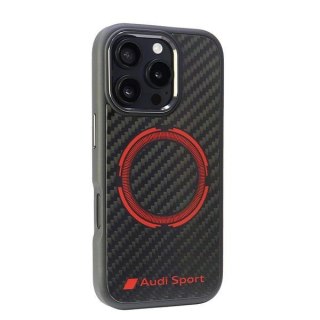 Audi nakładka Carbon Fiber Sport Red Circle MagSafe do iPhone 16 Pro 6.3" czarna
