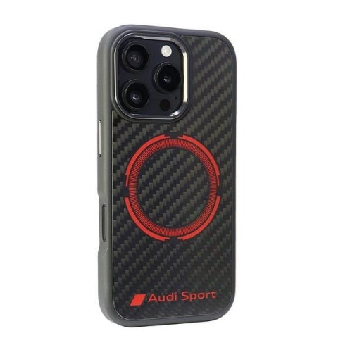 Audi nakładka Carbon Fiber Sport Red Circle MagSafe do iPhone 16 Pro 6.3" czarna