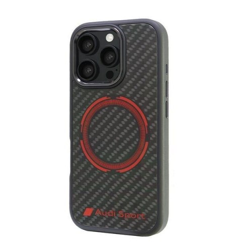 Audi nakładka Carbon Fiber Sport Red Circle MagSafe do iPhone 16 Pro 6.3" czarna