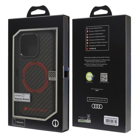 Audi nakładka Carbon Fiber Sport Red Circle MagSafe do iPhone 16 Pro 6.3" czarna