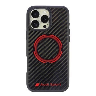Audi nakładka Carbon Fiber Sport Red Circle MagSafe do iPhone 16 Pro Max 6.9" czarna